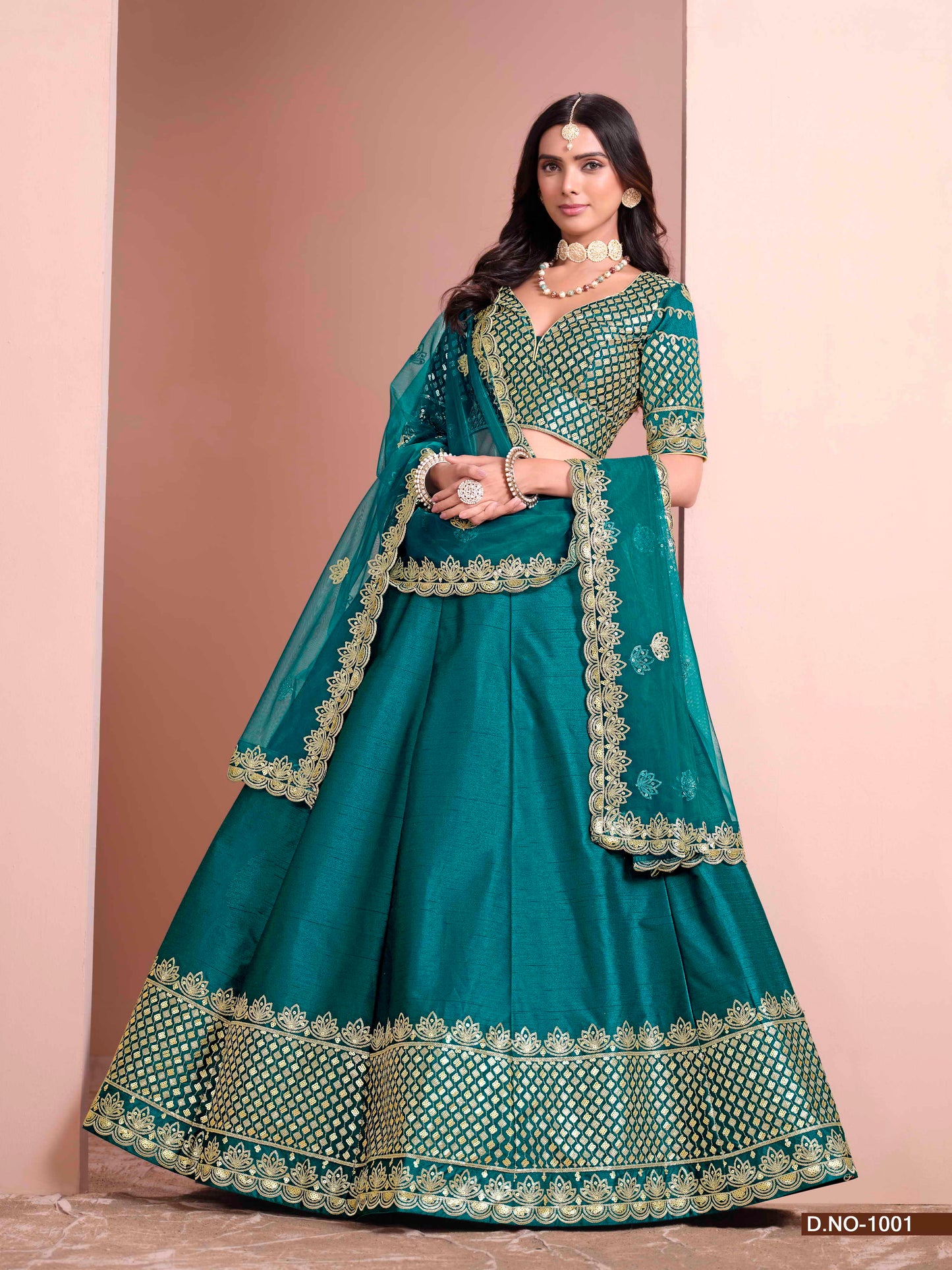 Embroidered Art Silk Lehenga Choli with Silk Dupatta
