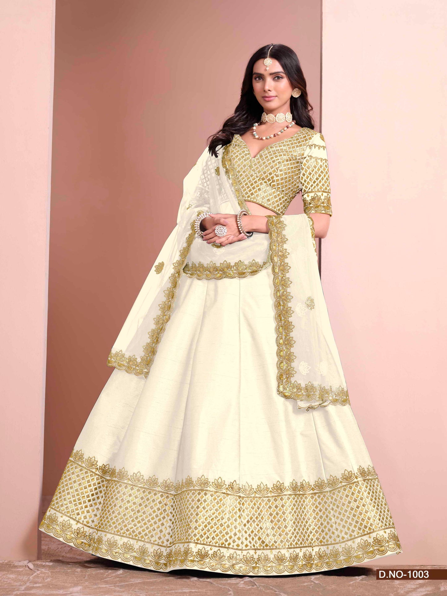 Embroidered Art Silk Lehenga Choli with Silk Dupatta