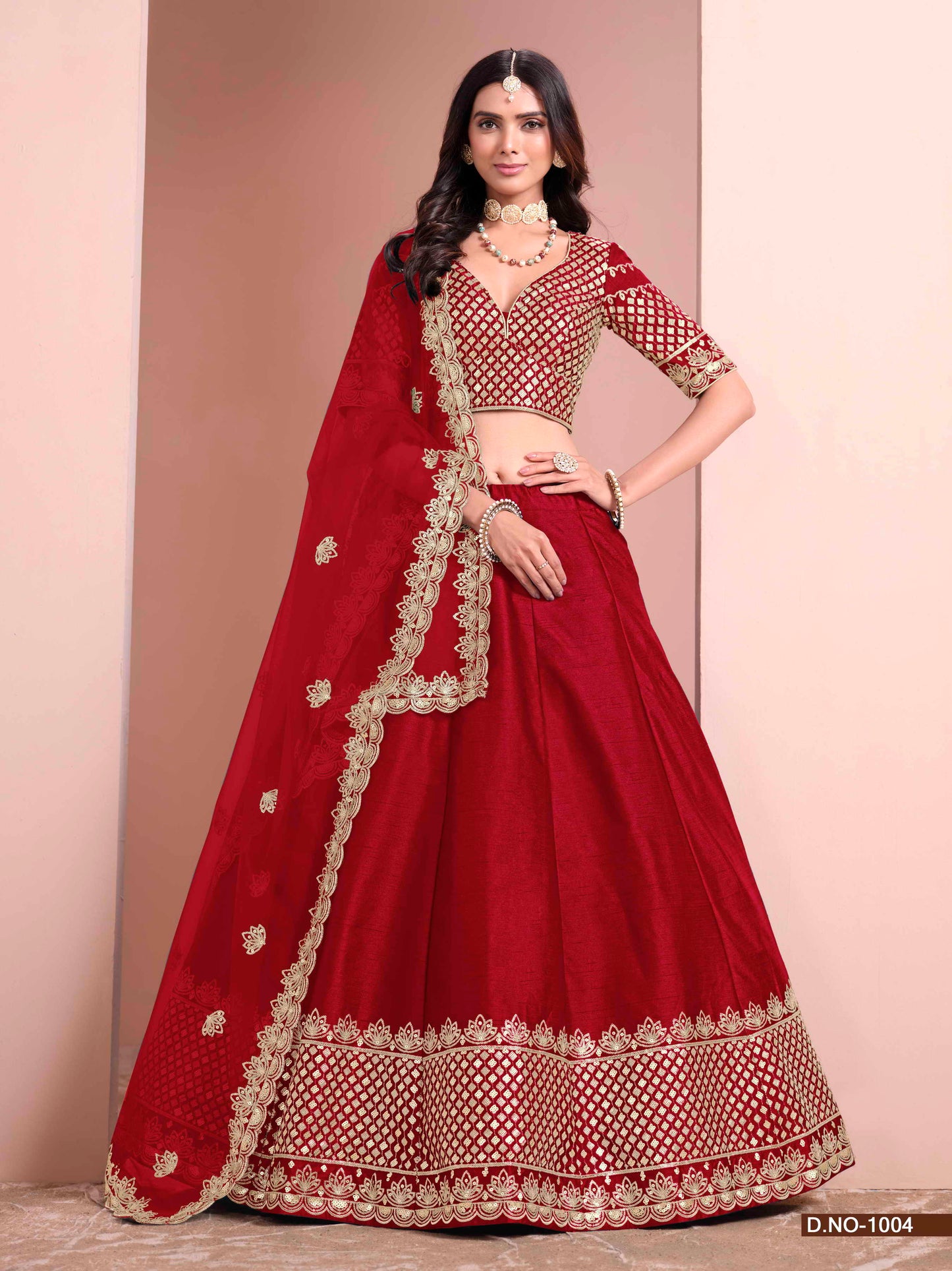 Embroidered Art Silk Lehenga Choli with Silk Dupatta