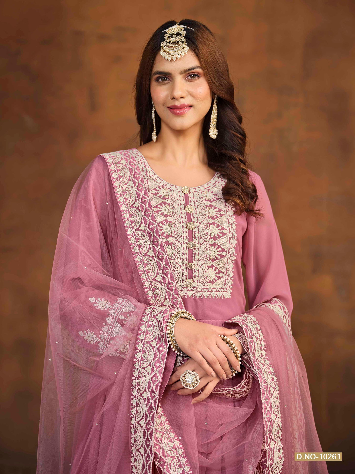 Embroidered Georgette Palazzo Suit with Net Dupatta