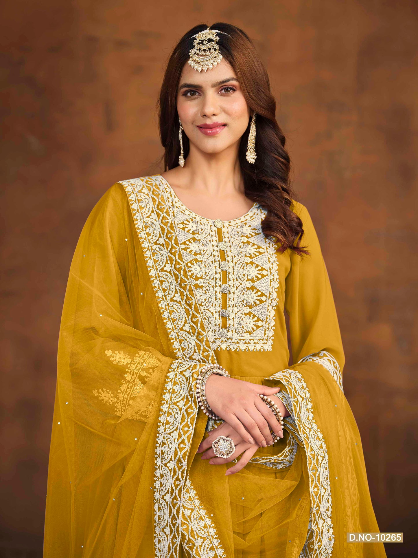 Embroidered Georgette Palazzo Suit with Net Dupatta