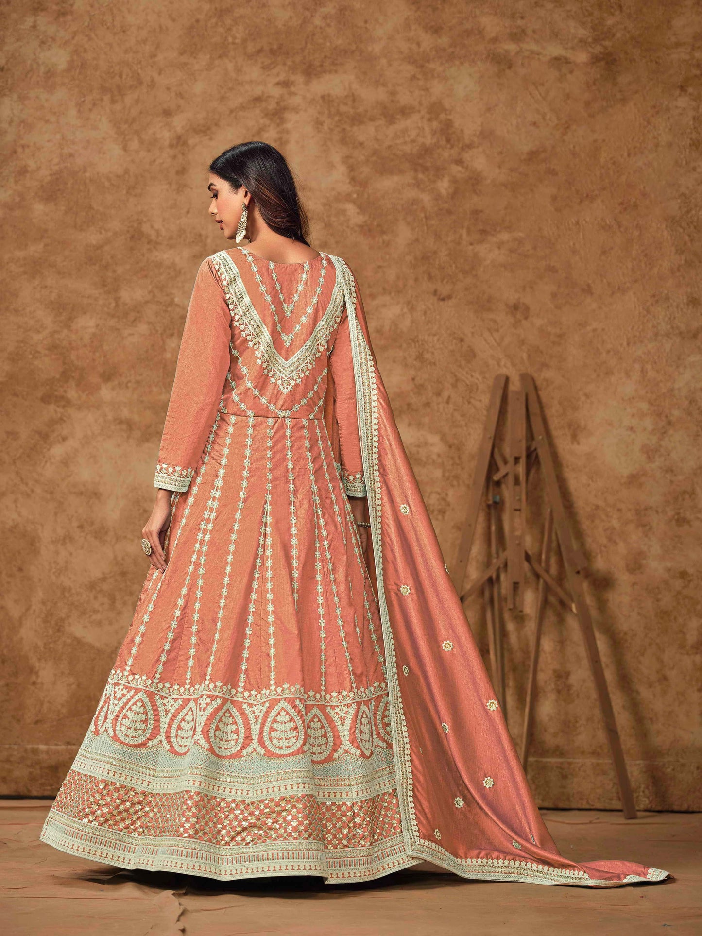 Embroidered Dolla Silk Gown with Butti Dupatta