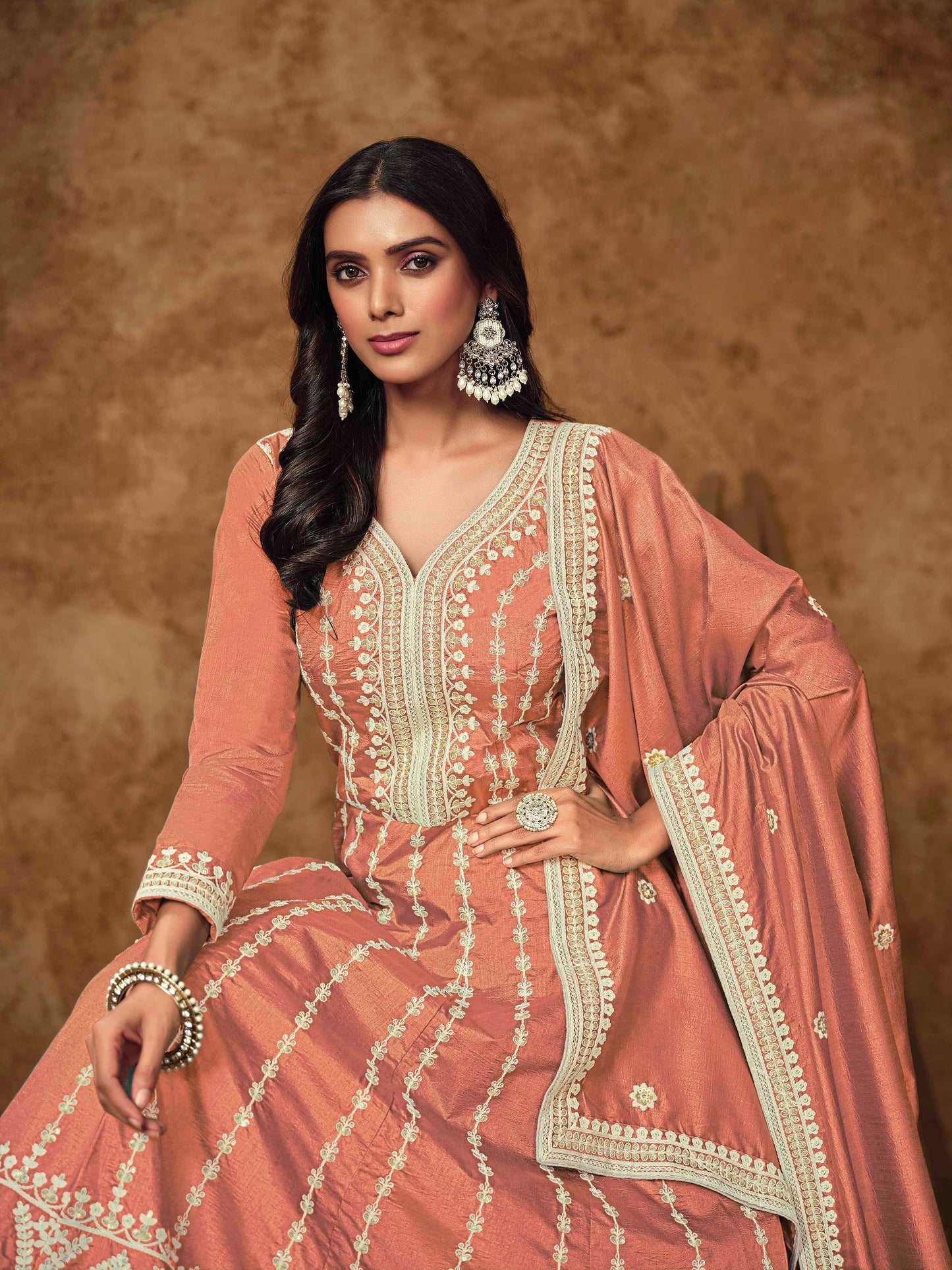 Embroidered Dolla Silk Gown with Butti Dupatta