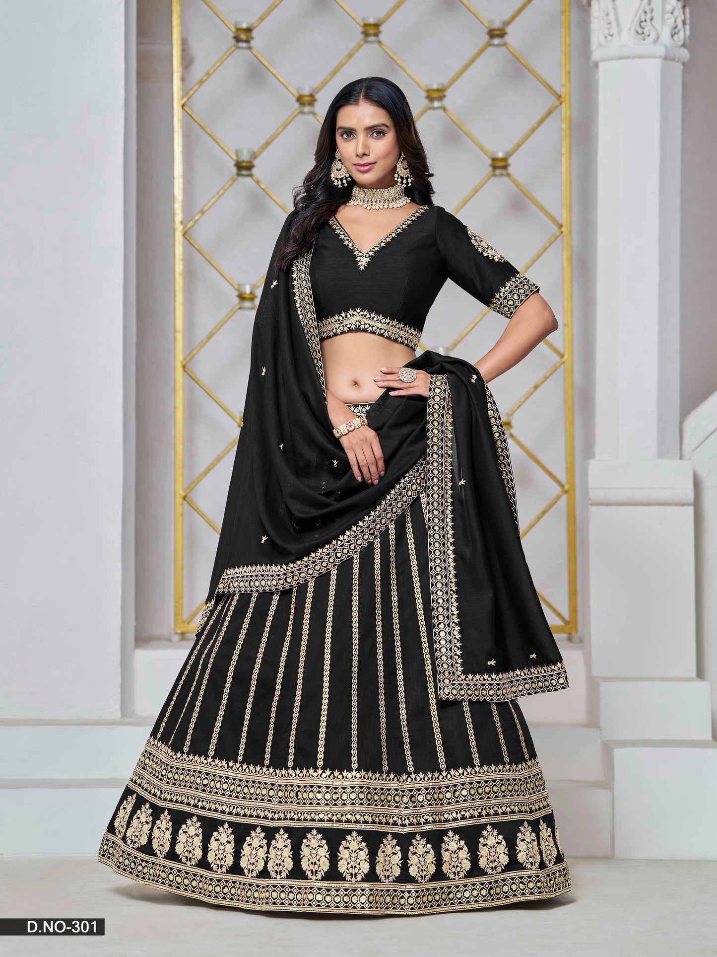 Embroidered Art Silk Lehenga Choli with Silk Dupatta