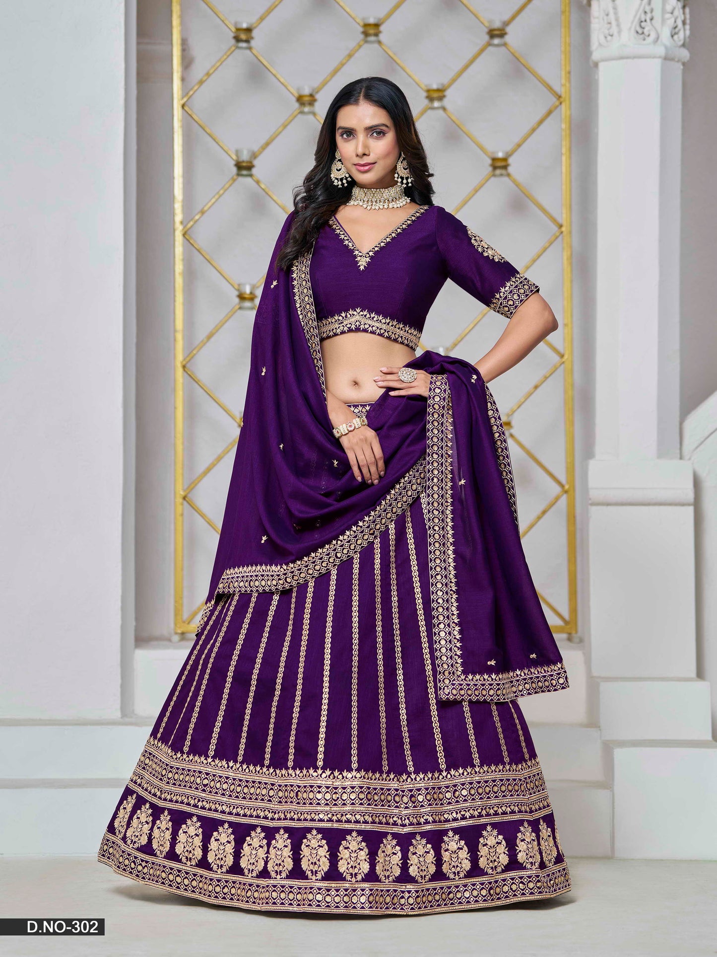 Embroidered Art Silk Lehenga Choli with Silk Dupatta