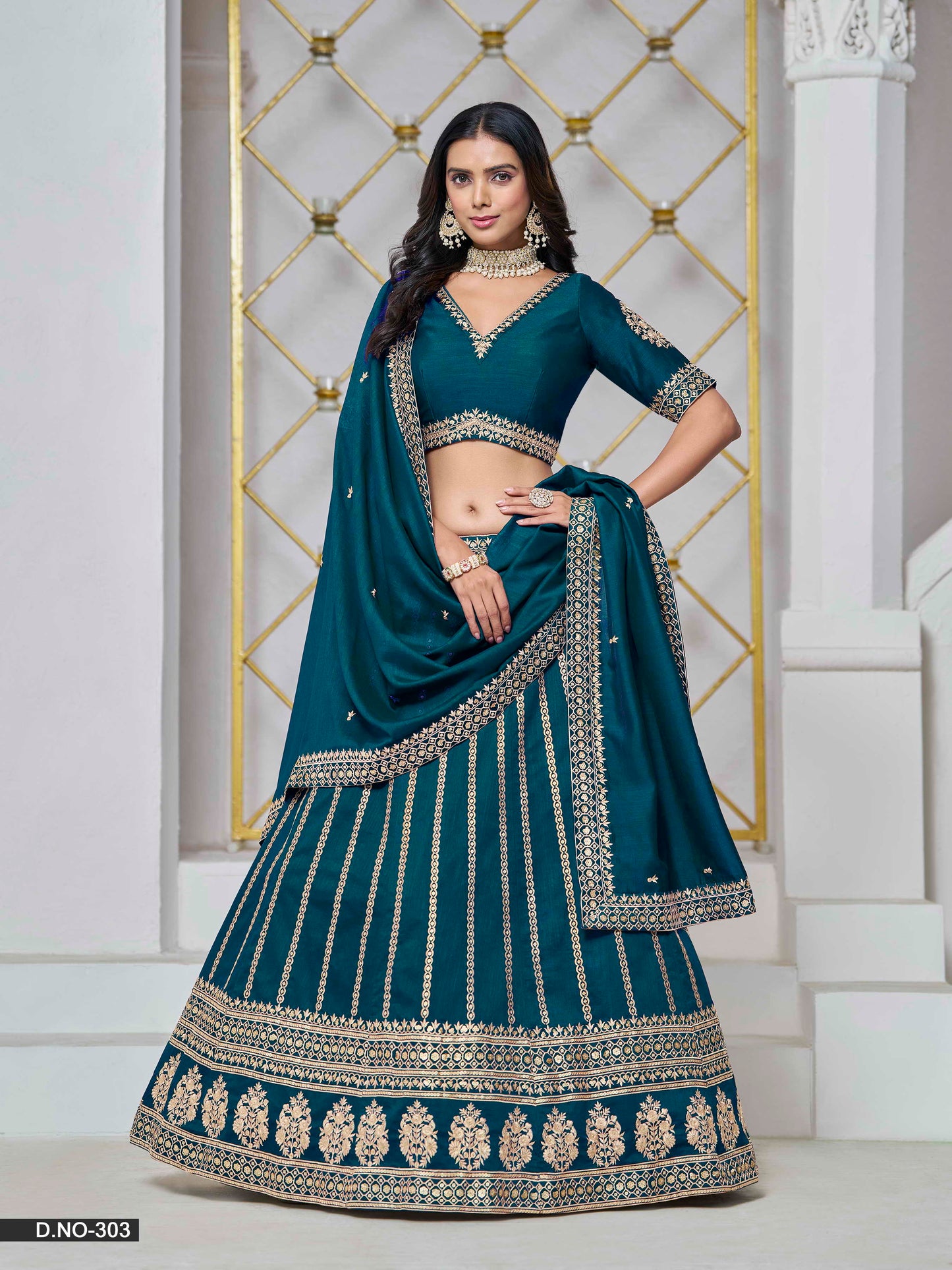 Embroidered Art Silk Lehenga Choli with Silk Dupatta