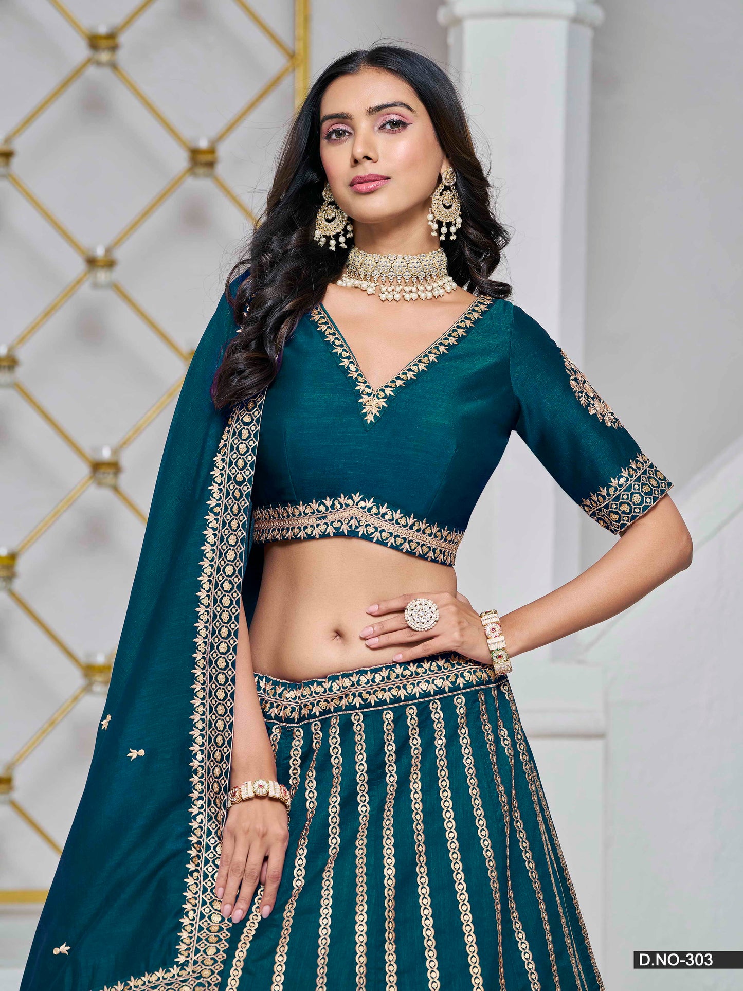 Embroidered Art Silk Lehenga Choli with Silk Dupatta
