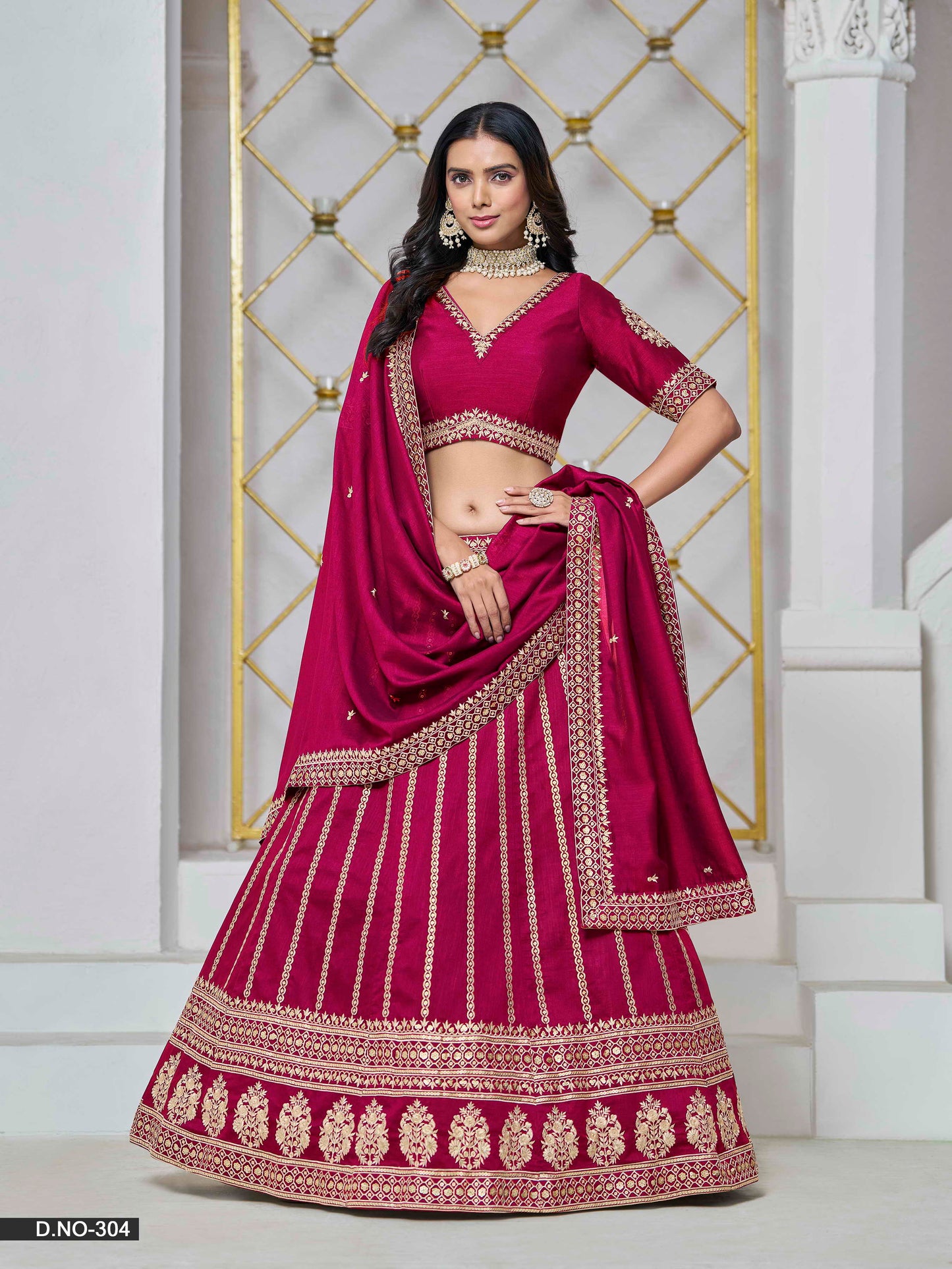 Embroidered Art Silk Lehenga Choli with Silk Dupatta