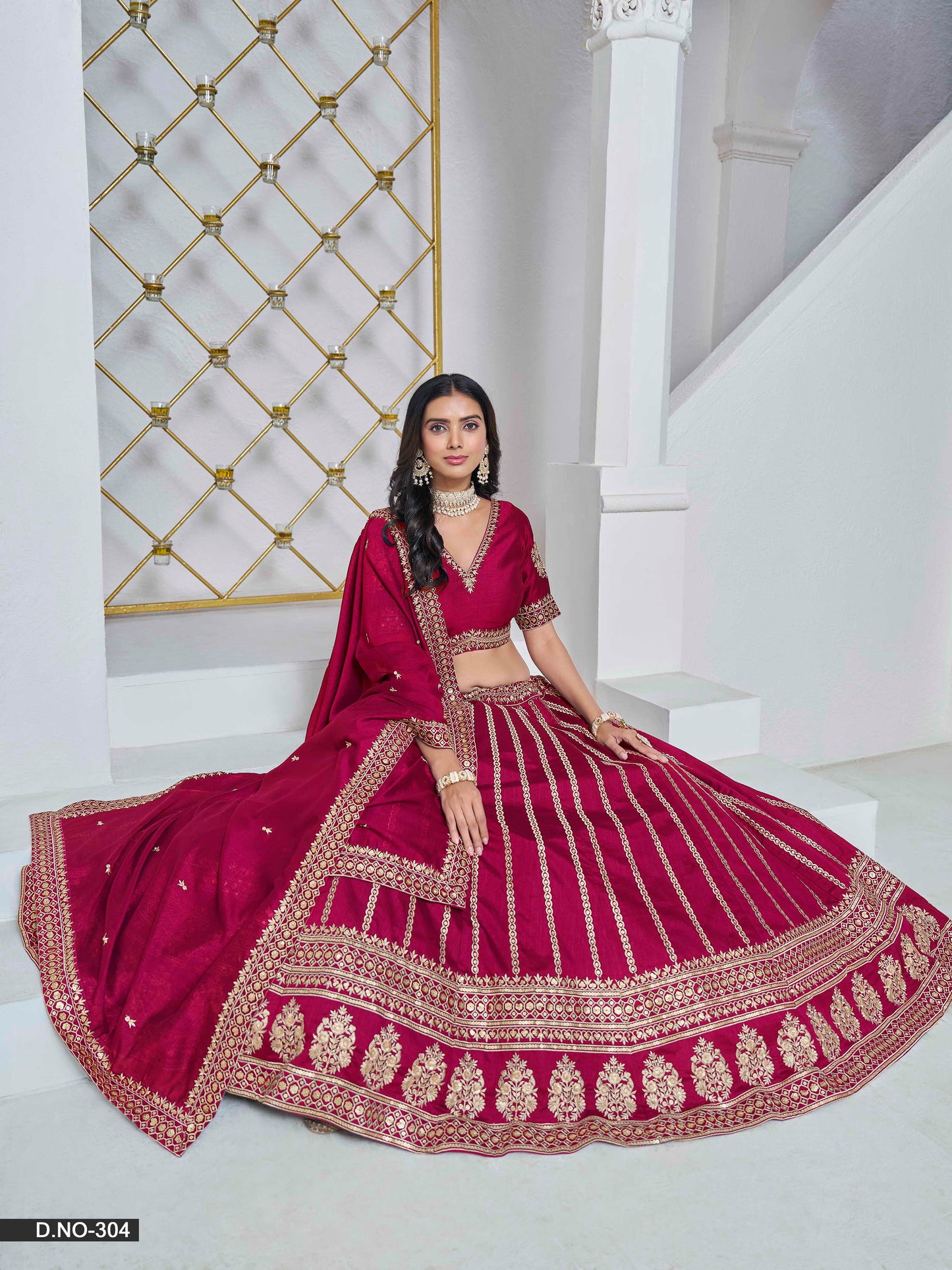 Embroidered Art Silk Lehenga Choli with Silk Dupatta