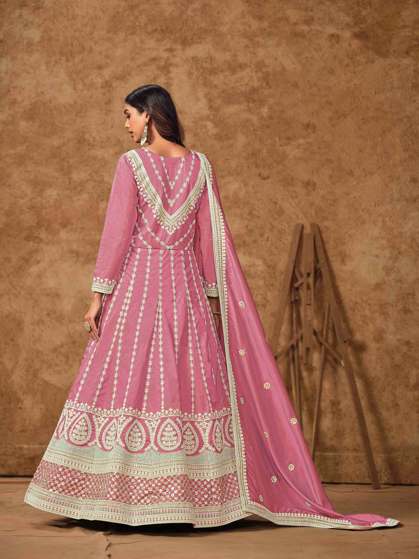 Embroidered Dolla Silk Gown with Butti Dupatta