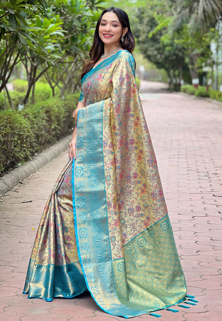 Pure Dharmavaram Silk Meenakari Zari Saree