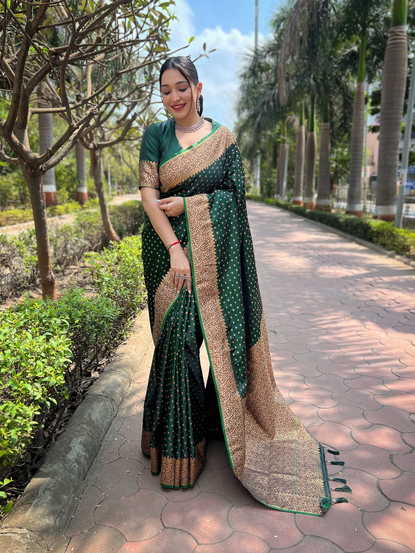 Banarasi Katan Silk Saree with Zari Jaal