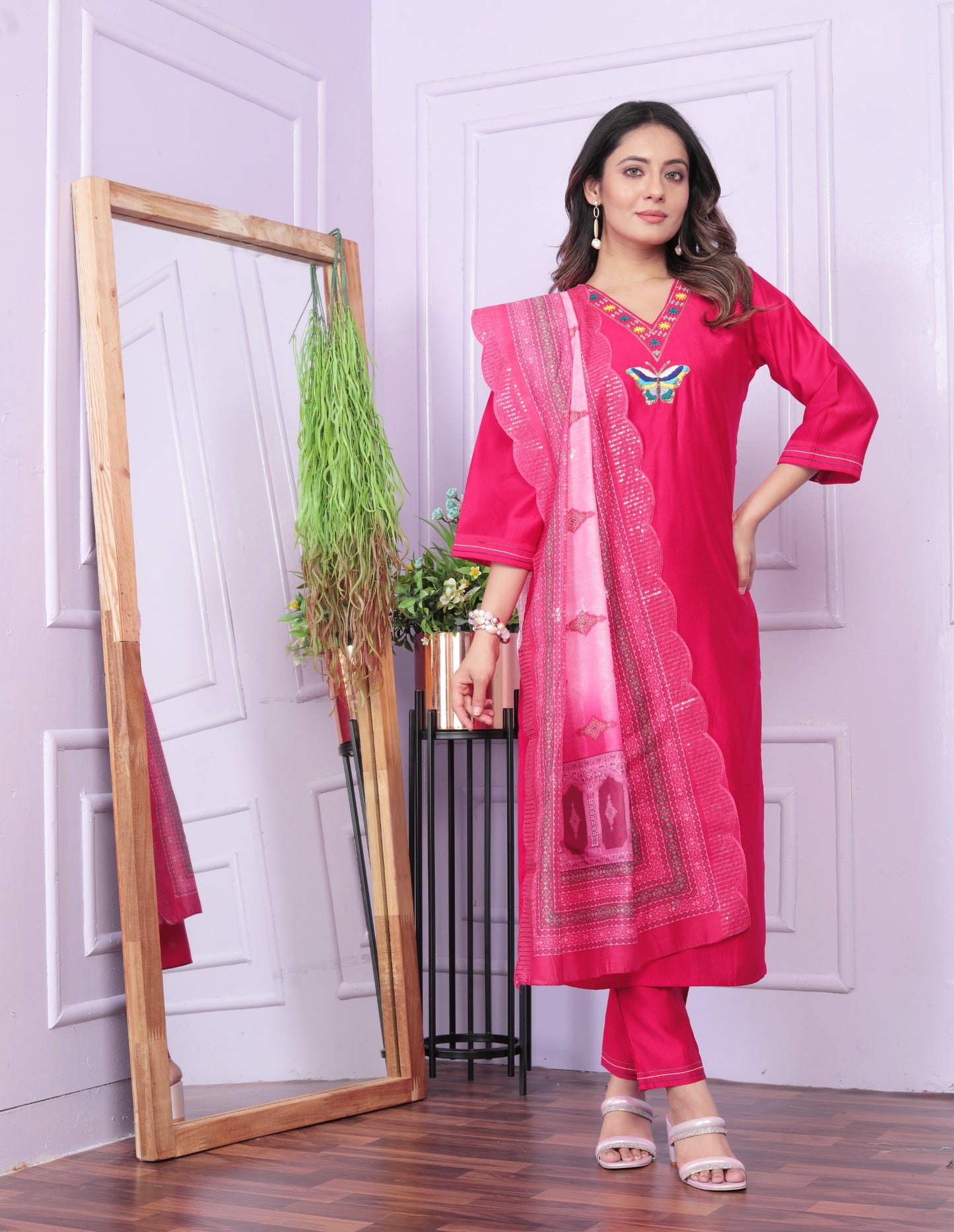 Rani Viscose Denting Butterfly Kurti with Pent