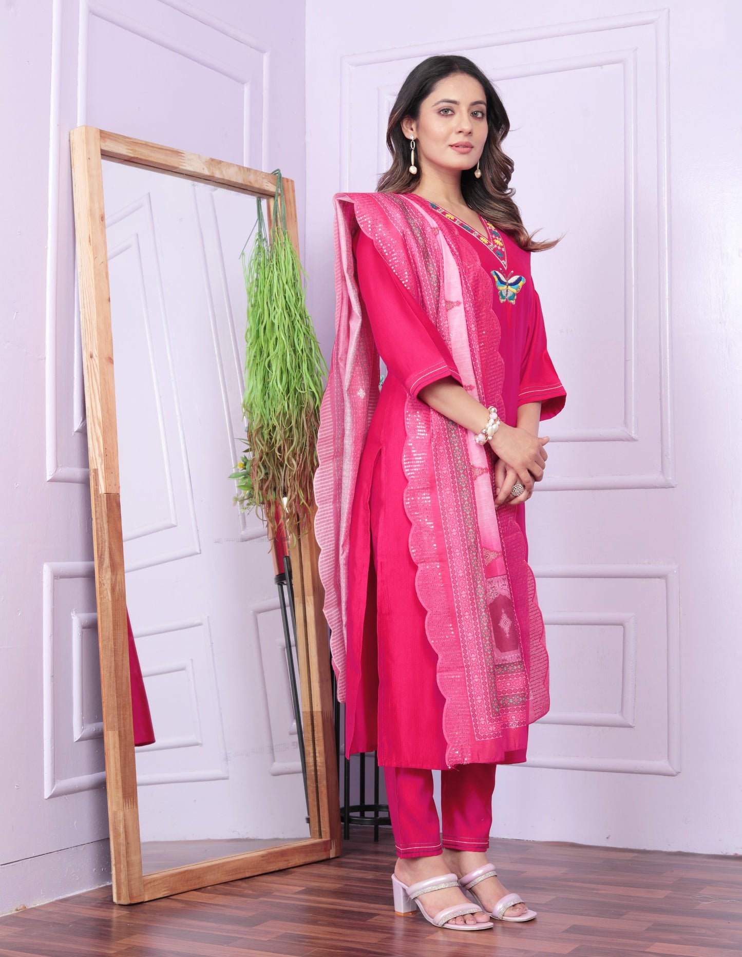 Rani Viscose Denting Butterfly Kurti with Pent