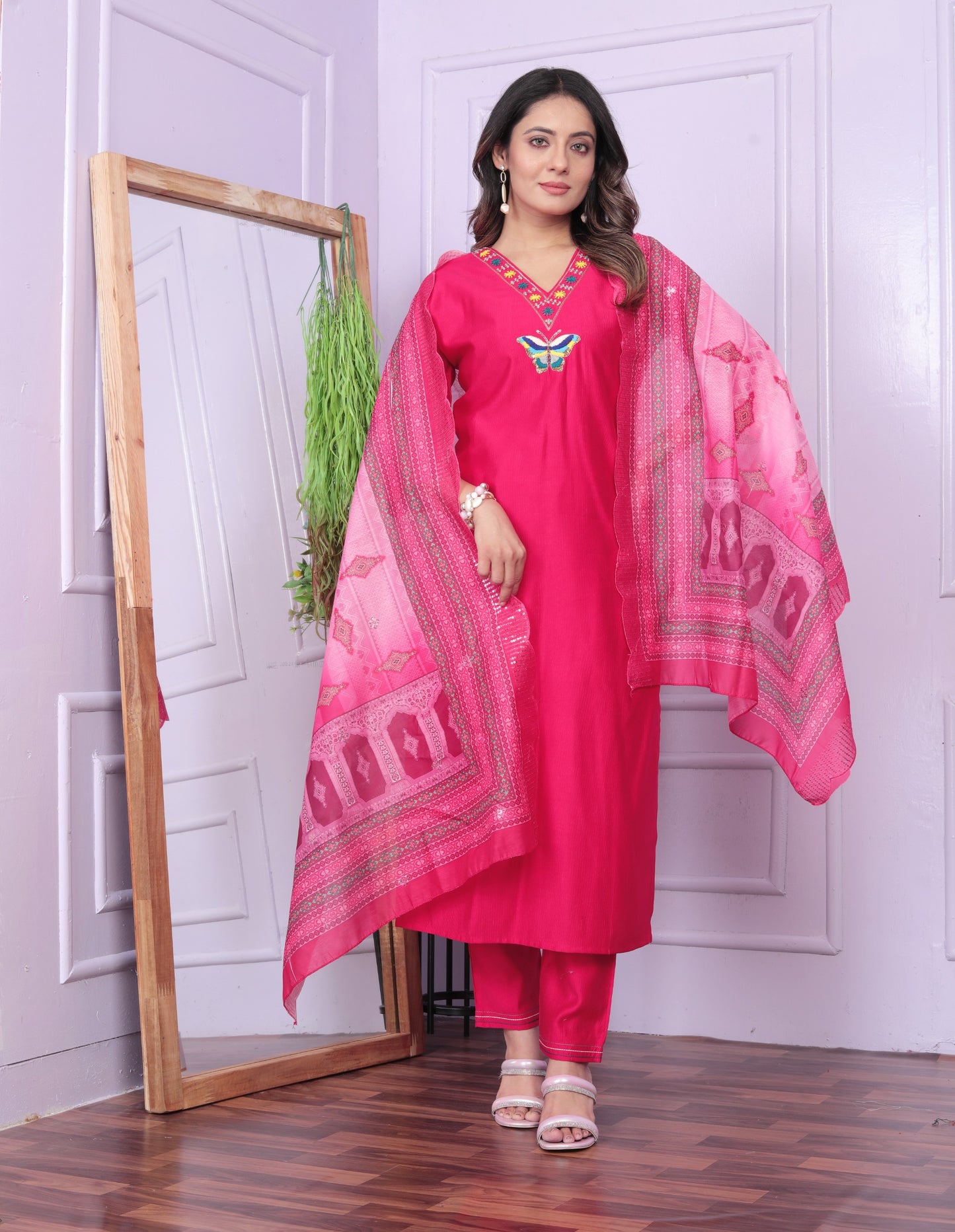 Rani Viscose Denting Butterfly Kurti with Pent