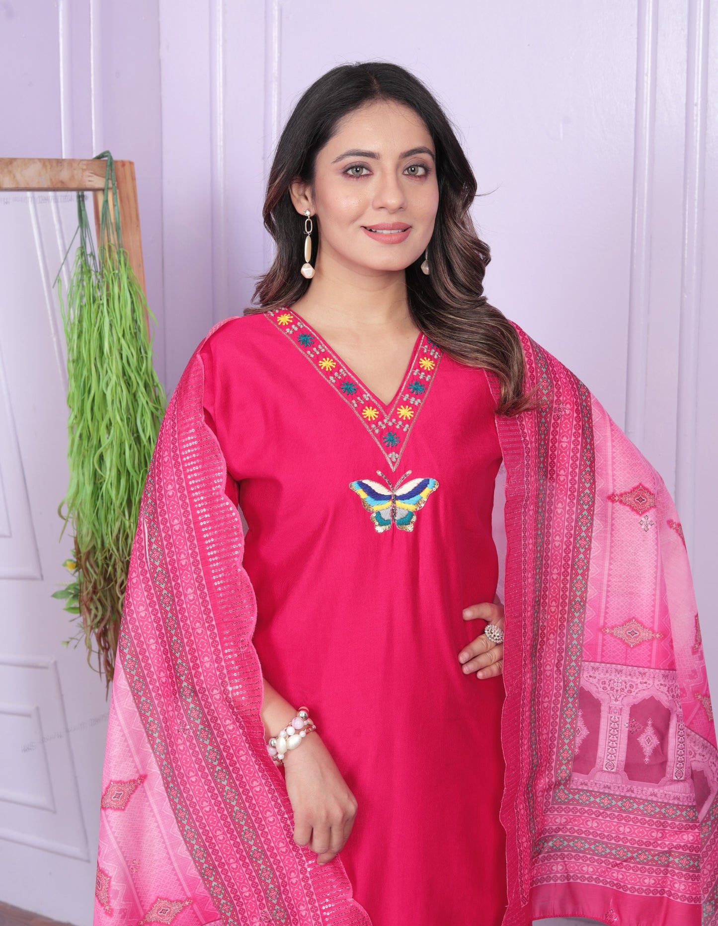 Rani Viscose Denting Butterfly Kurti with Pent