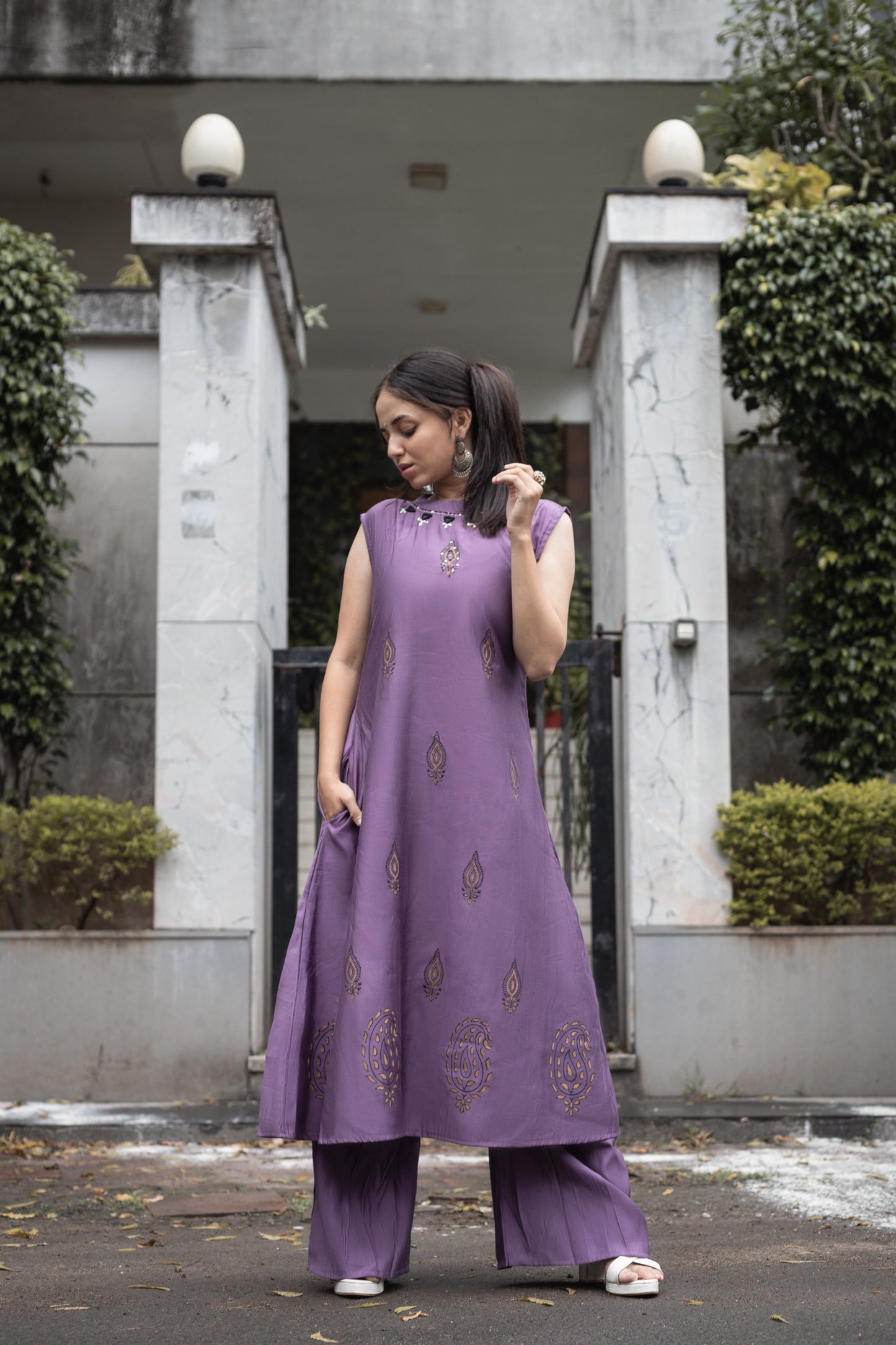 Roman Silk Flared Kurti