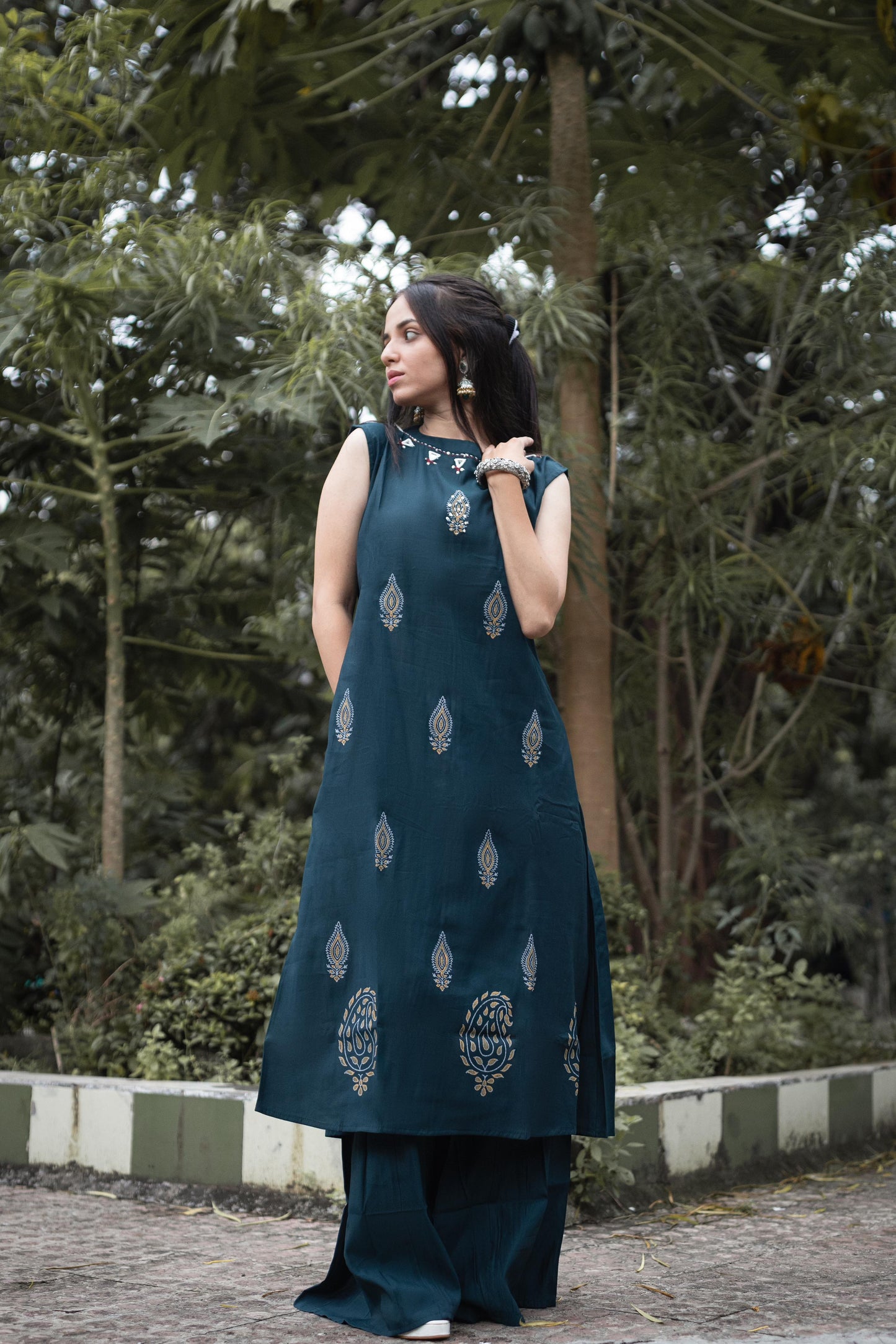 Roman Silk Flared Kurti