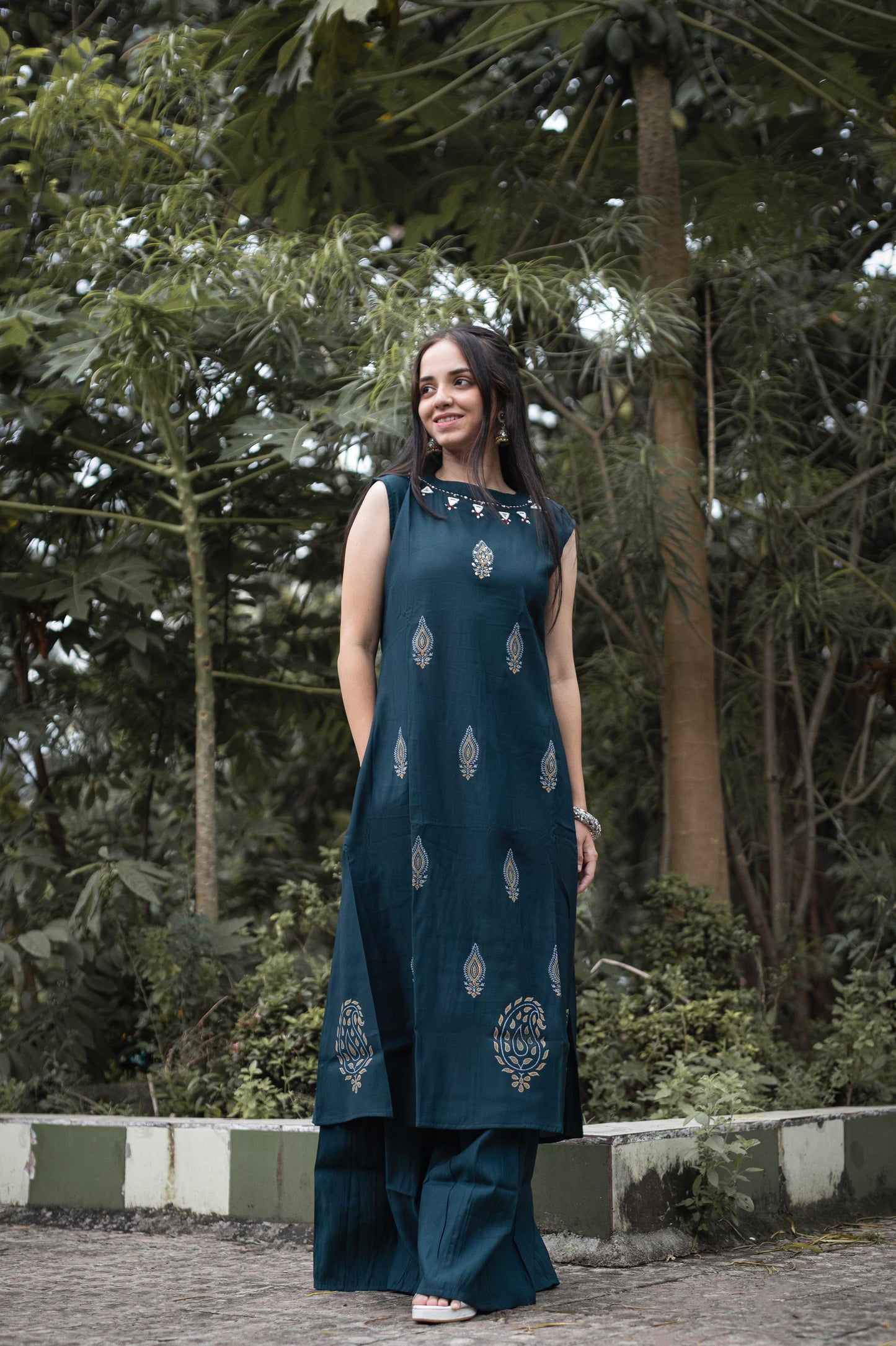 Roman Silk Flared Kurti