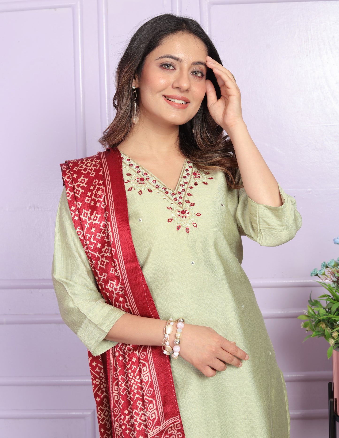 Soft Morni Silk Straight Kurti