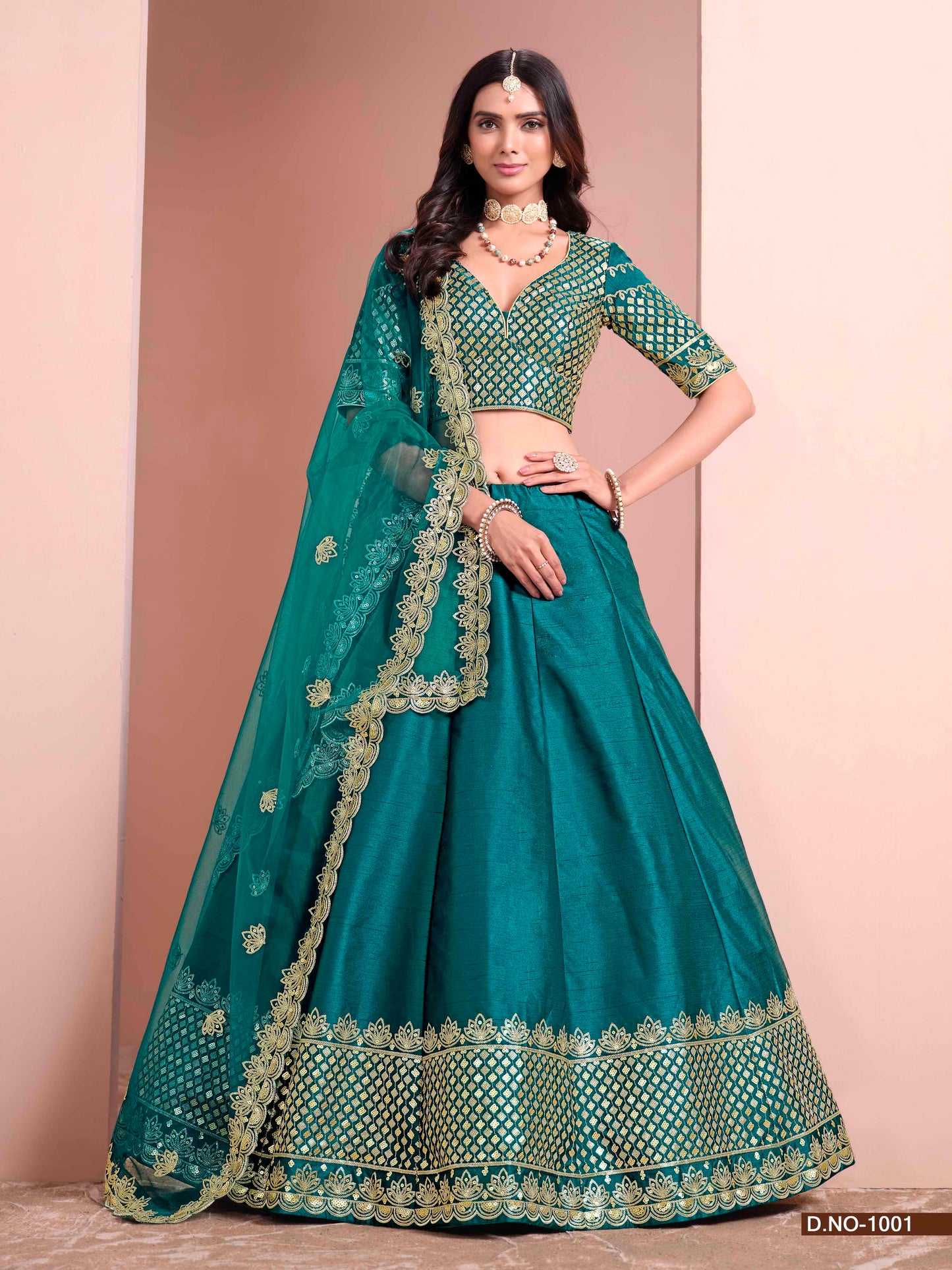 Embroidered Art Silk Lehenga Choli with Silk Dupatta