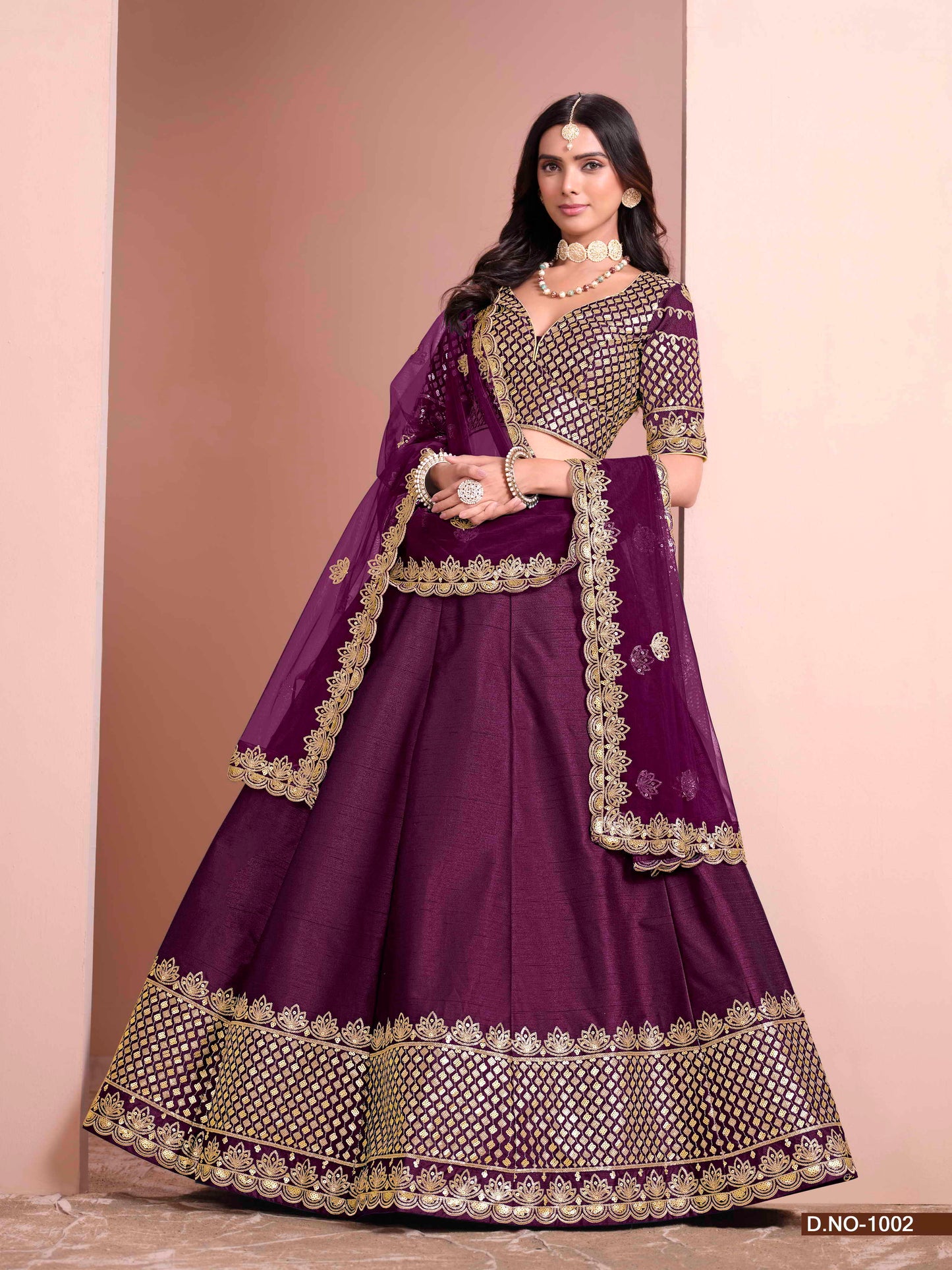 Embroidered Art Silk Lehenga Choli with Silk Dupatta