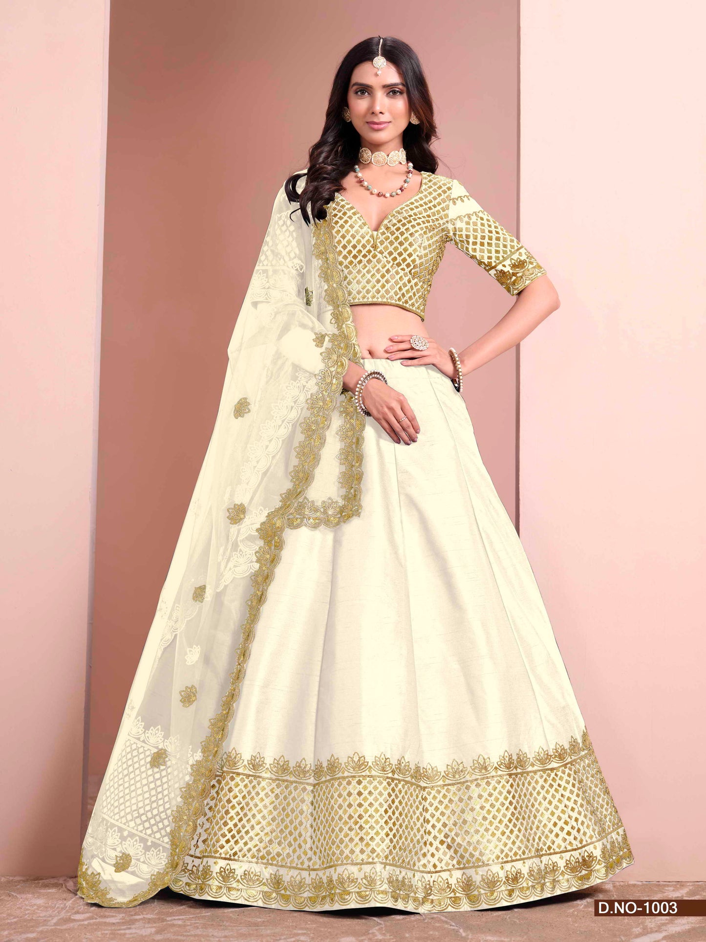 Embroidered Art Silk Lehenga Choli with Silk Dupatta