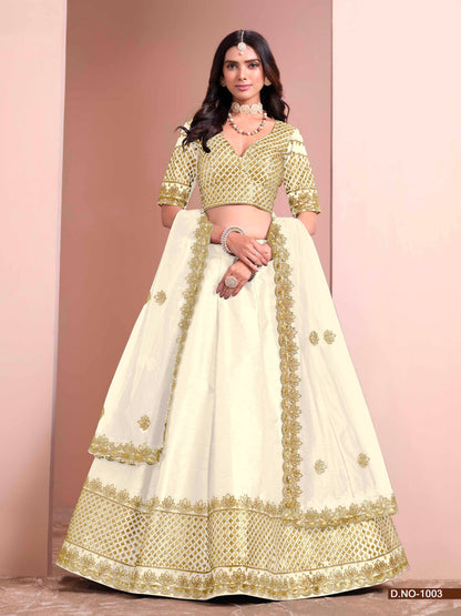 Embroidered Art Silk Lehenga Choli with Silk Dupatta