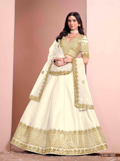 Embroidered Art Silk Lehenga Choli with Silk Dupatta