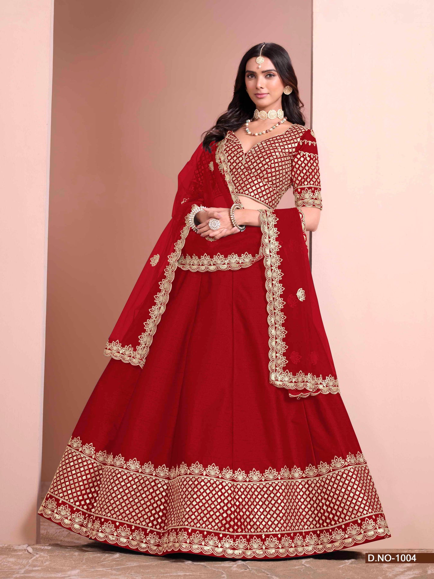 Embroidered Art Silk Lehenga Choli with Silk Dupatta