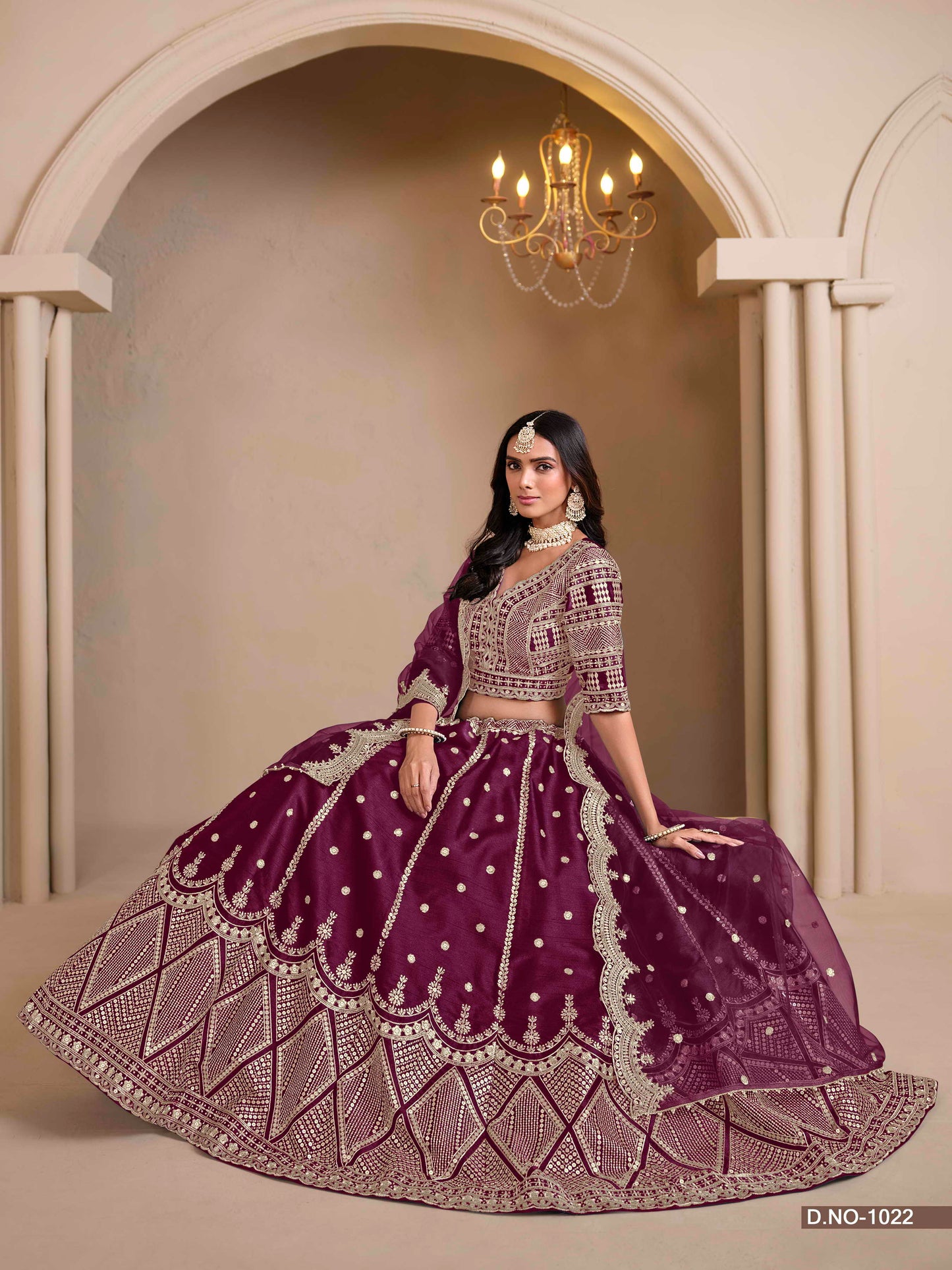 Embroidered Art Silk Lehenga with Cutwork Dupatta