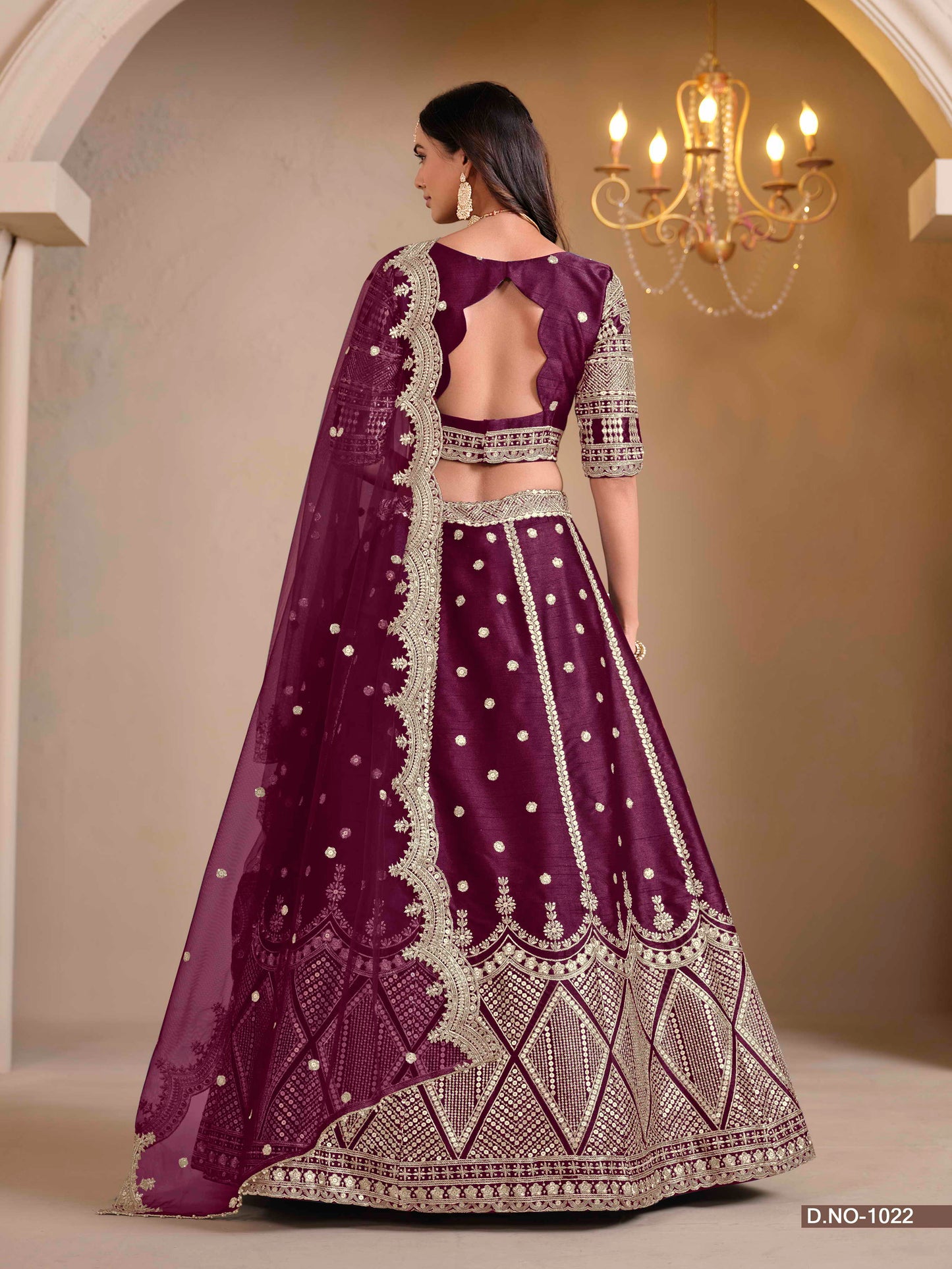 Embroidered Art Silk Lehenga with Cutwork Dupatta