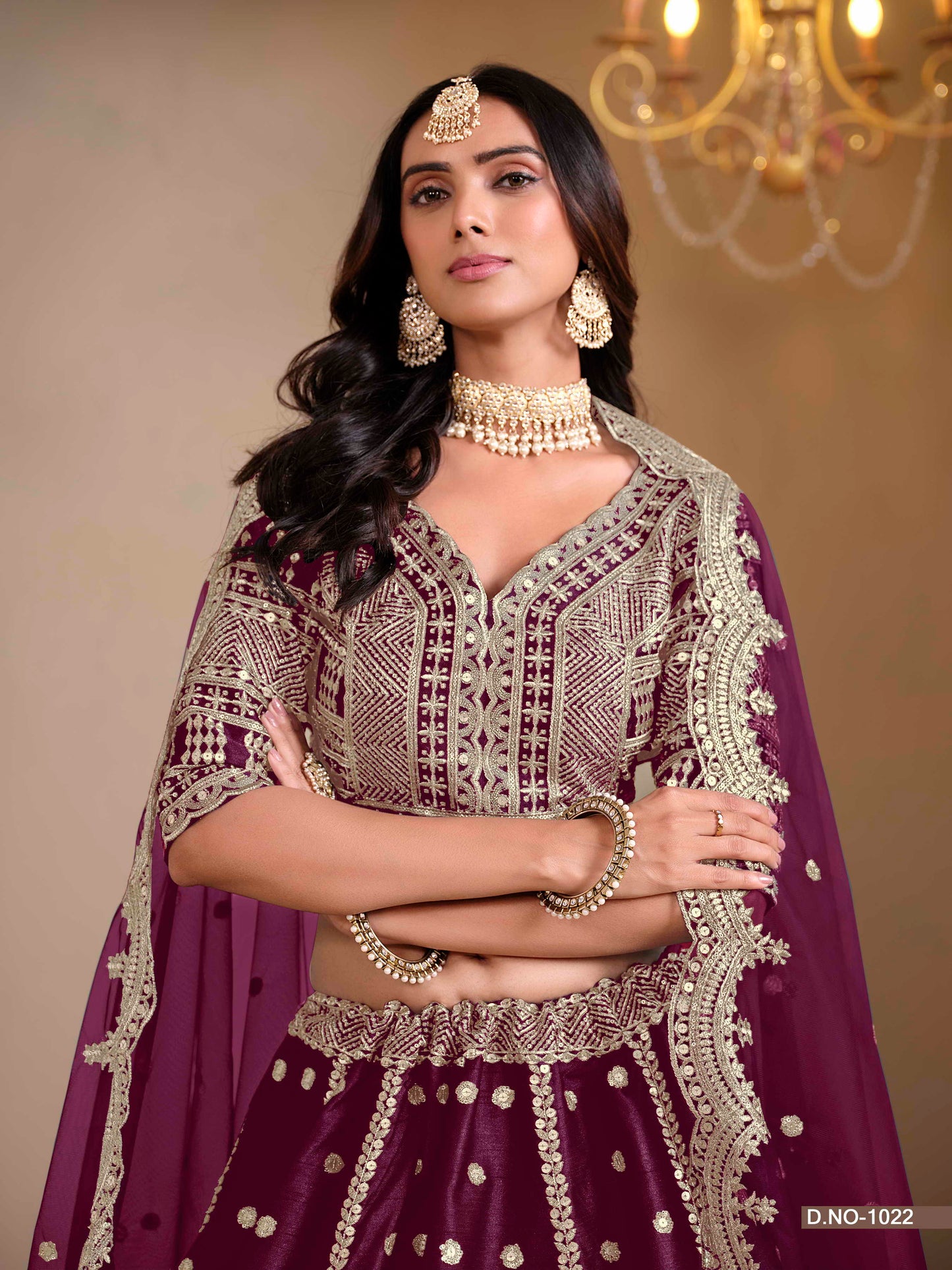 Embroidered Art Silk Lehenga with Cutwork Dupatta