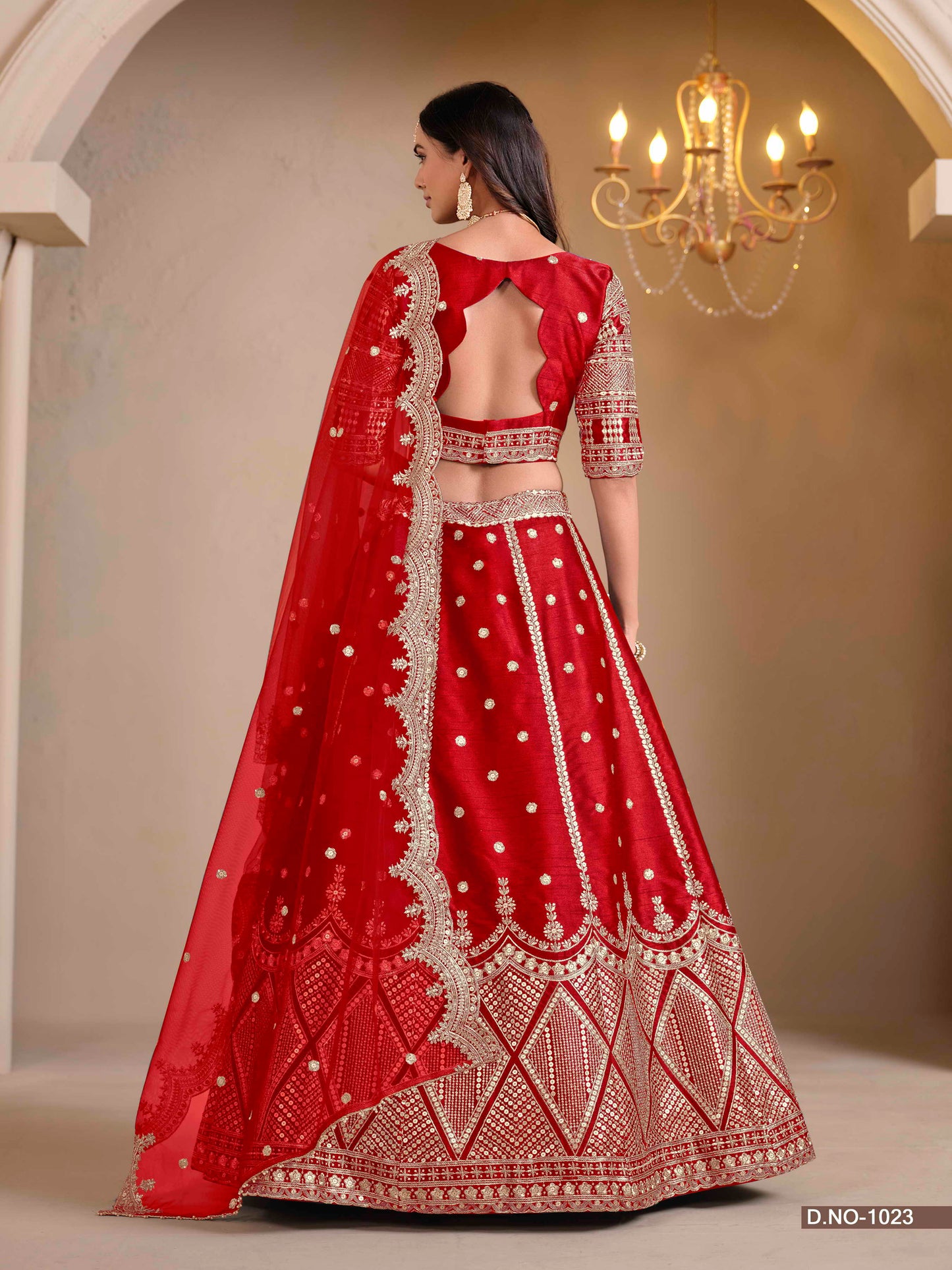 Embroidered Art Silk Lehenga with Cutwork Dupatta