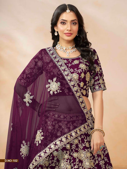 Embroidered Art Silk Sequence Lehenga Choli with Net Dupatta