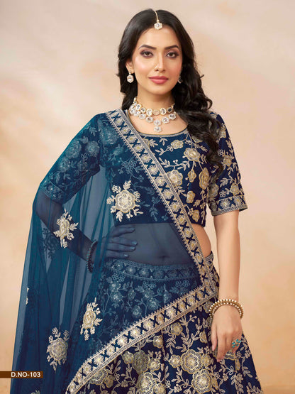 Embroidered Art Silk Sequence Lehenga Choli with Net Dupatta