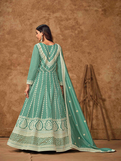 Embroidered Dolla Silk Gown with Butti Dupatta
