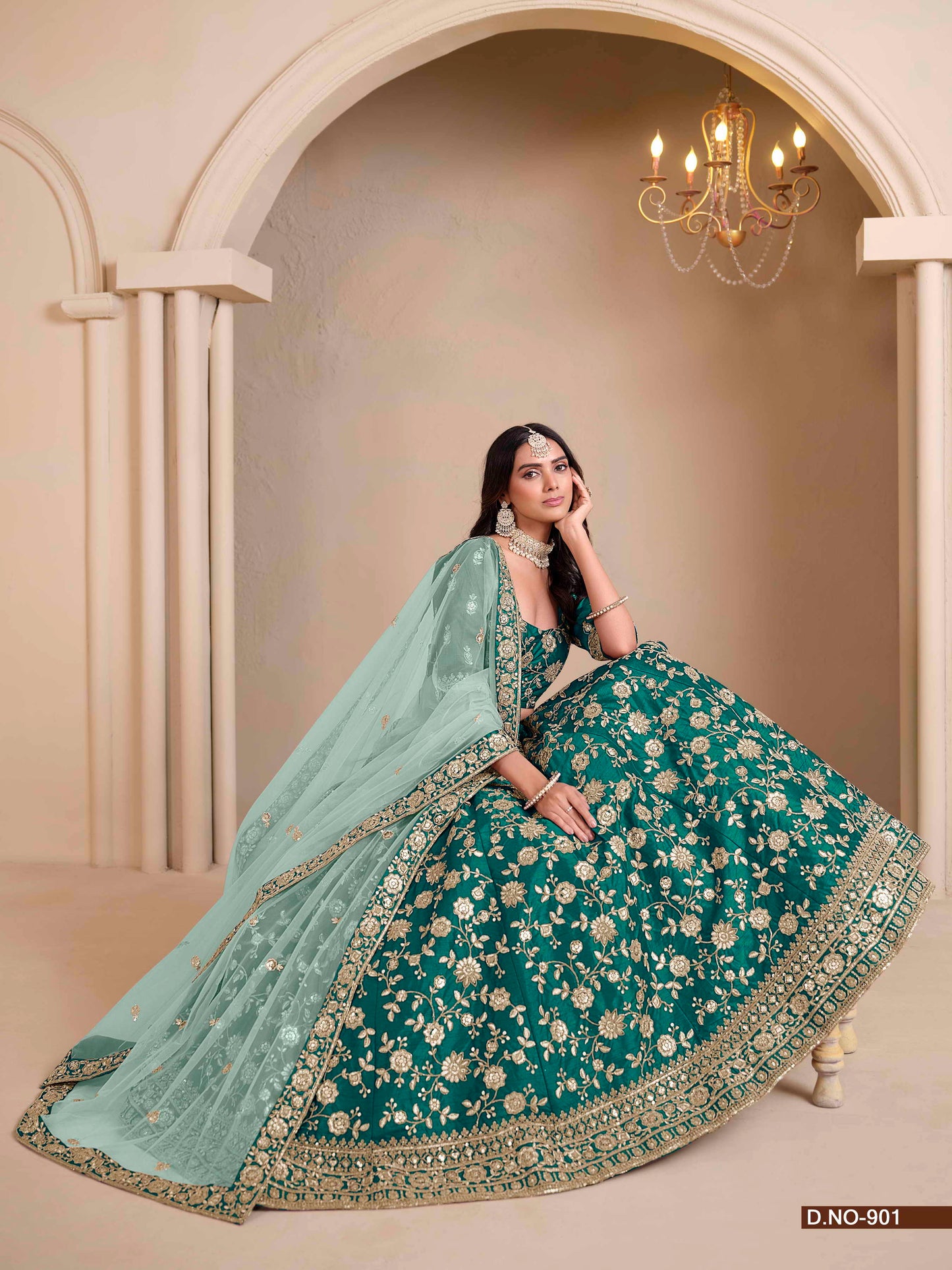 Embroidered Art Silk Lehenga Choli with Lace Dupatta