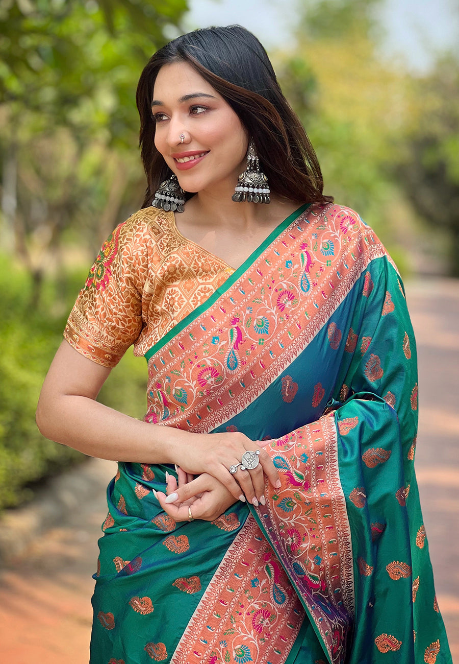Authentic Paithani Silk Meenakari Brocade Saree