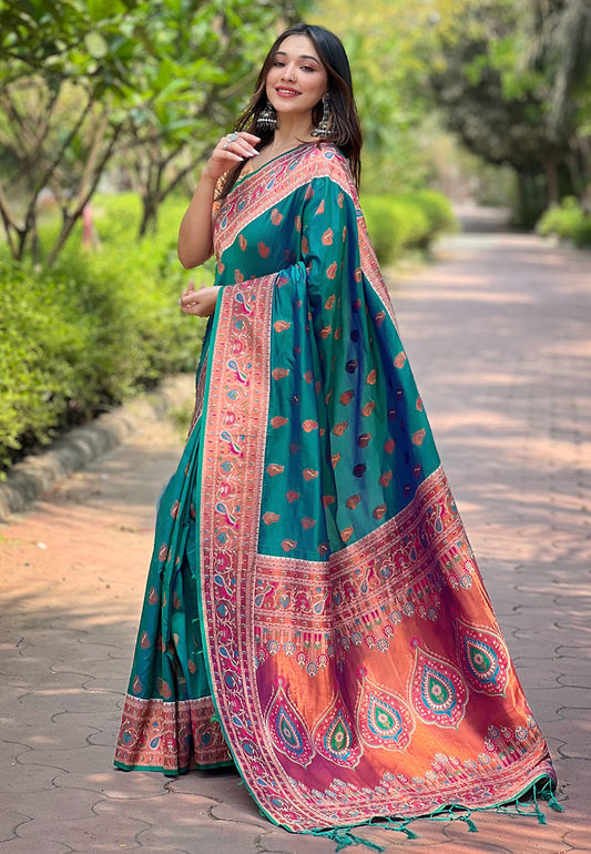 Authentic Paithani Silk Meenakari Brocade Saree