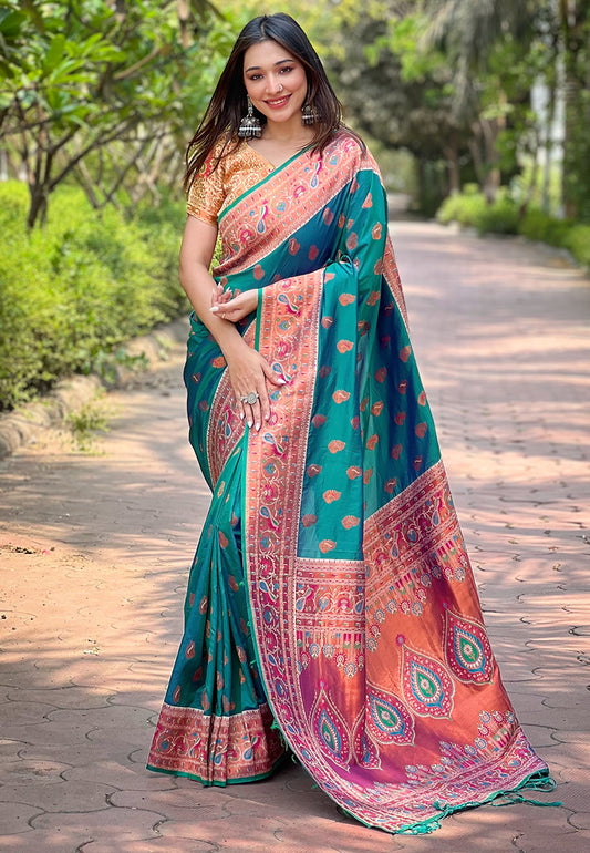 Authentic Paithani Silk Meenakari Brocade Saree