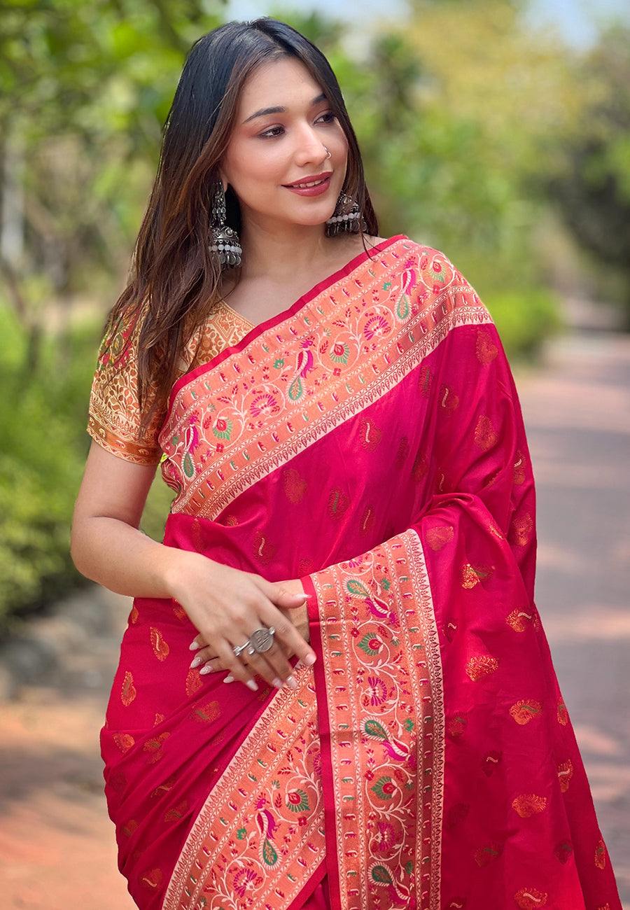 Authentic Paithani Silk Meenakari Brocade Saree