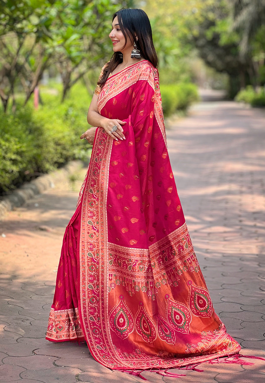 Authentic Paithani Silk Meenakari Brocade Saree