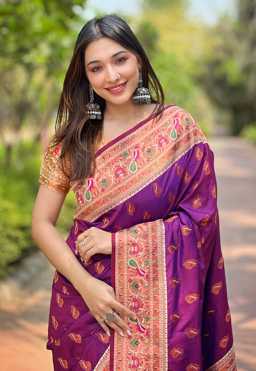 Authentic Paithani Silk Meenakari Brocade Saree
