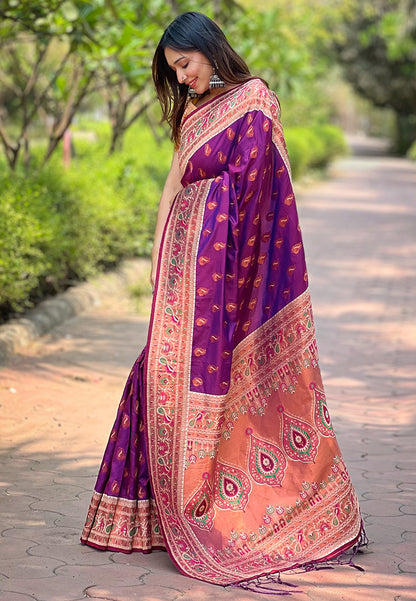 Authentic Paithani Silk Meenakari Brocade Saree