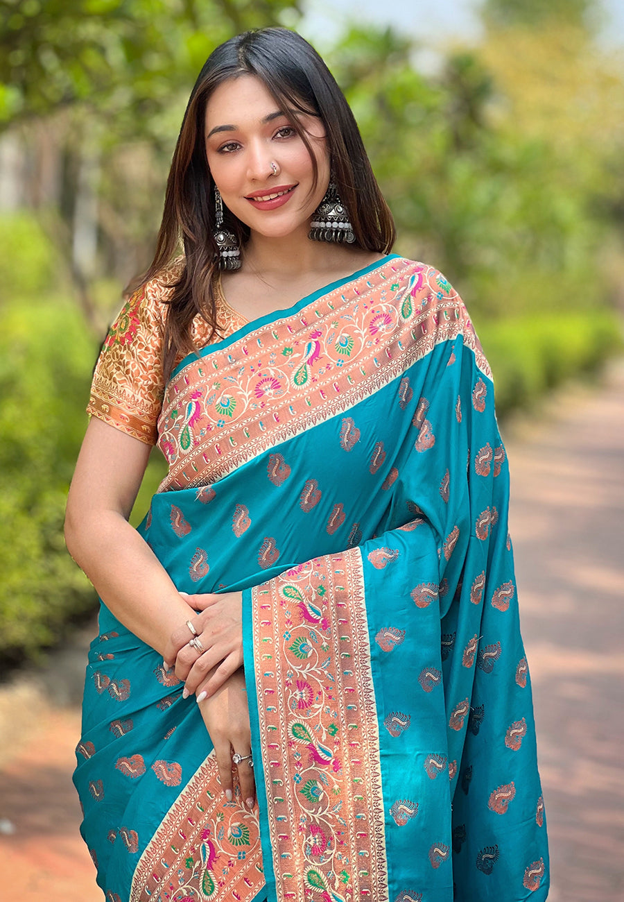 Authentic Paithani Silk Meenakari Brocade Saree