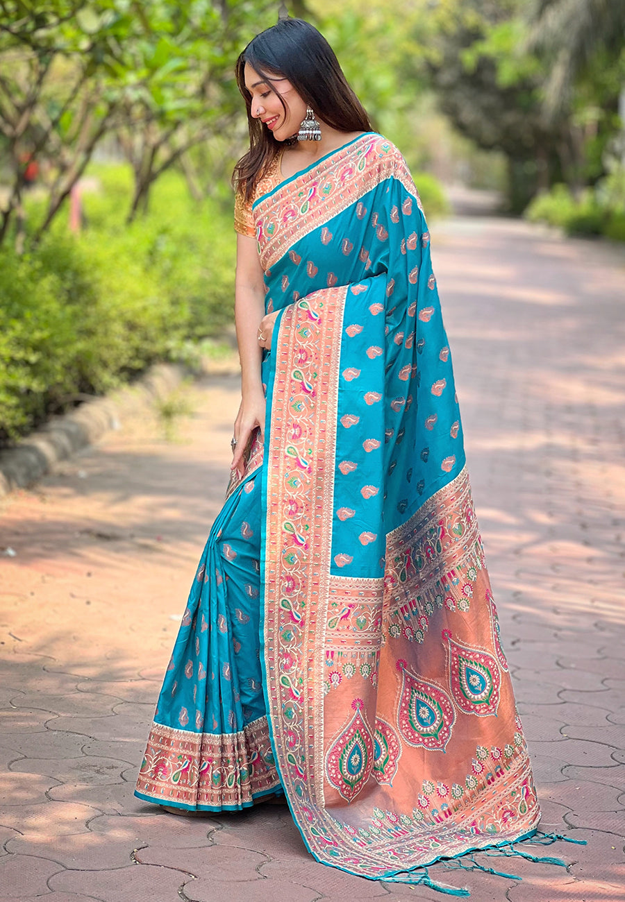 Authentic Paithani Silk Meenakari Brocade Saree