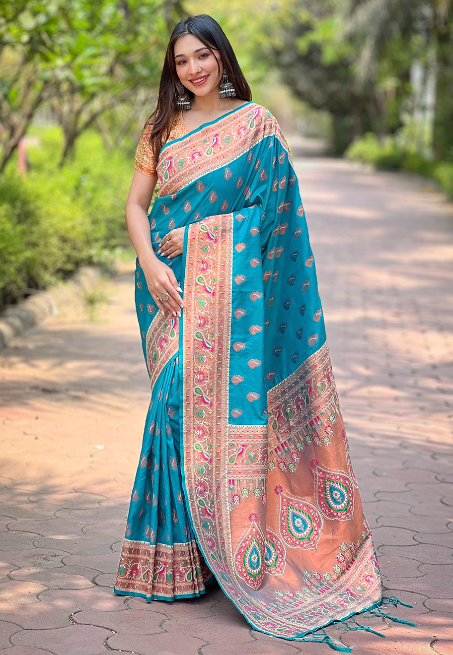 Authentic Paithani Silk Meenakari Brocade Saree