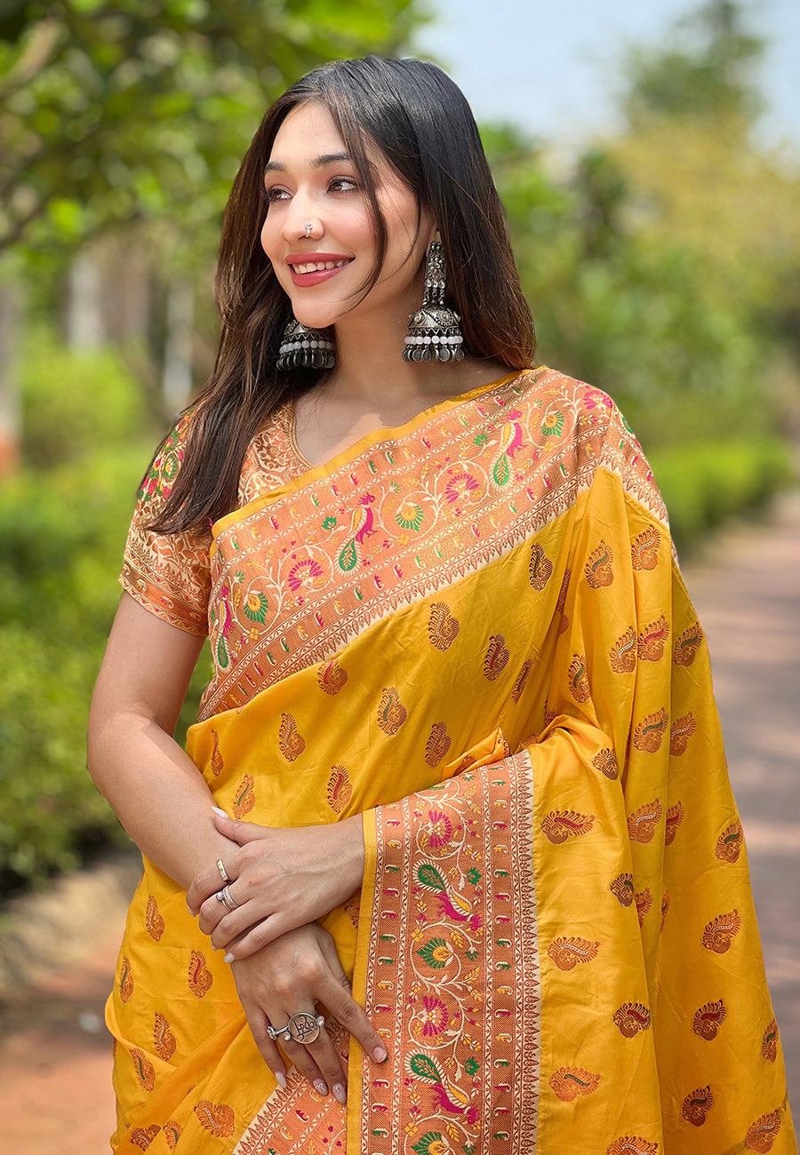 Authentic Paithani Silk Meenakari Brocade Saree