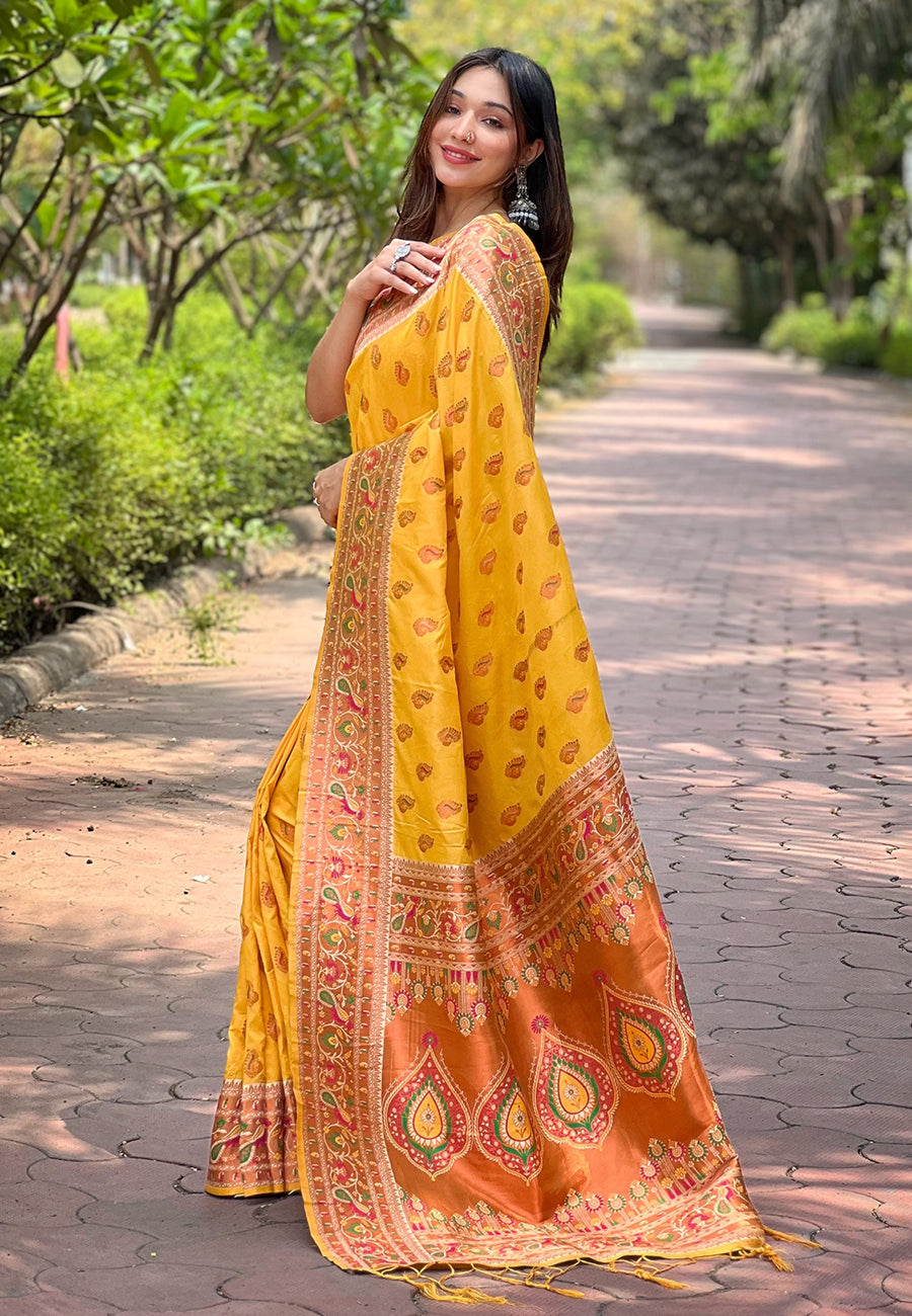 Authentic Paithani Silk Meenakari Brocade Saree